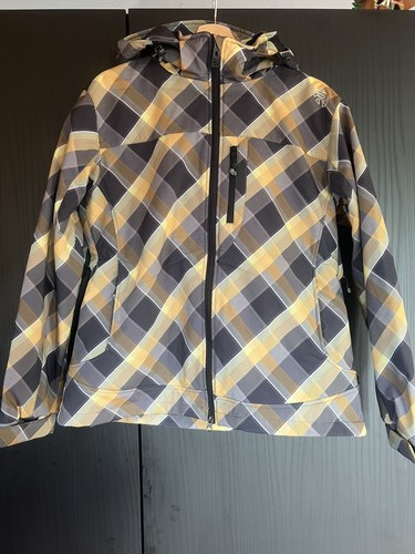 Skijacke kariert grau gelb - skijacke, kariert,